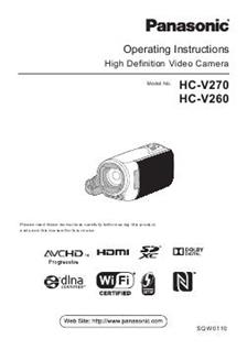 Panasonic HCV 270 manual. Camera Instructions.